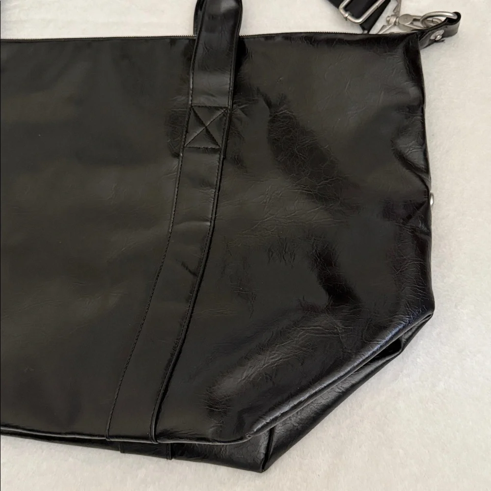 John Varvatos | Faux Leather Weekender Travel Duffel Tote Bag Shoulder Strap - Picture 12 of 16